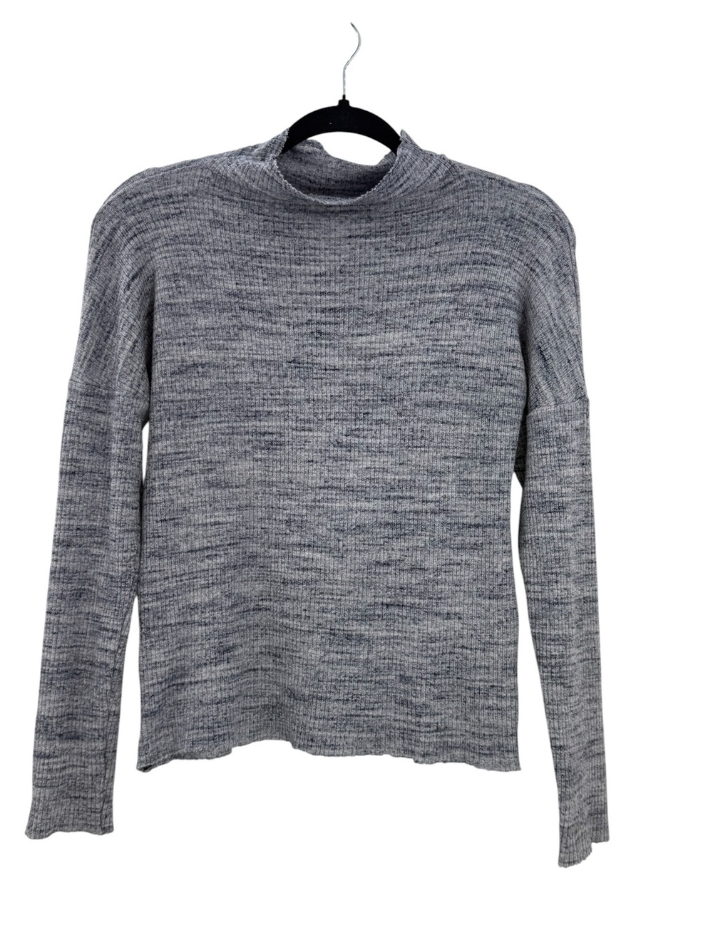 Nation LTD Gray Ribbed Mock Neck Long Sleeve Top Raw Hem Size S - Picture 2 of 10